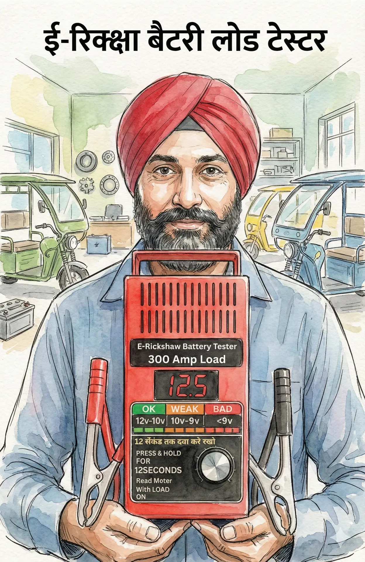 ई-रिक्क्षा बैटरी टेस्टर (300A)