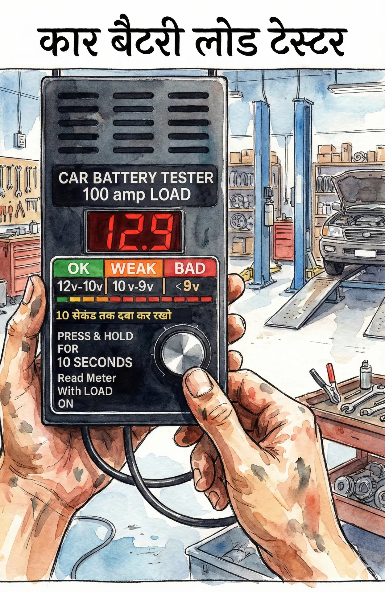 कार बैटरी लोड टेस्टर (100A)