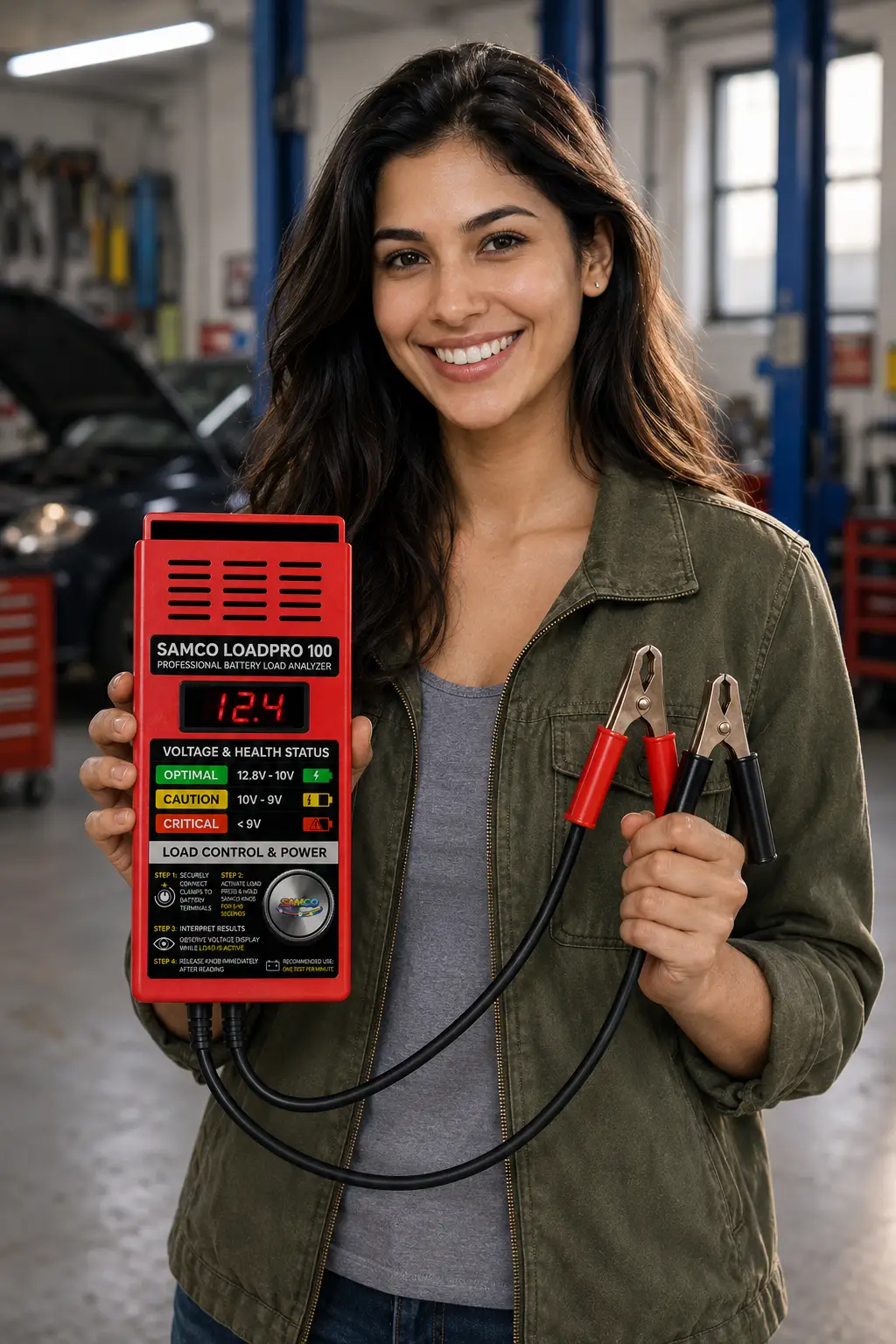 SAMCO LoadPro 100 (CBLT-100) 100A digital car battery load tester for 12V lead-acid batteries